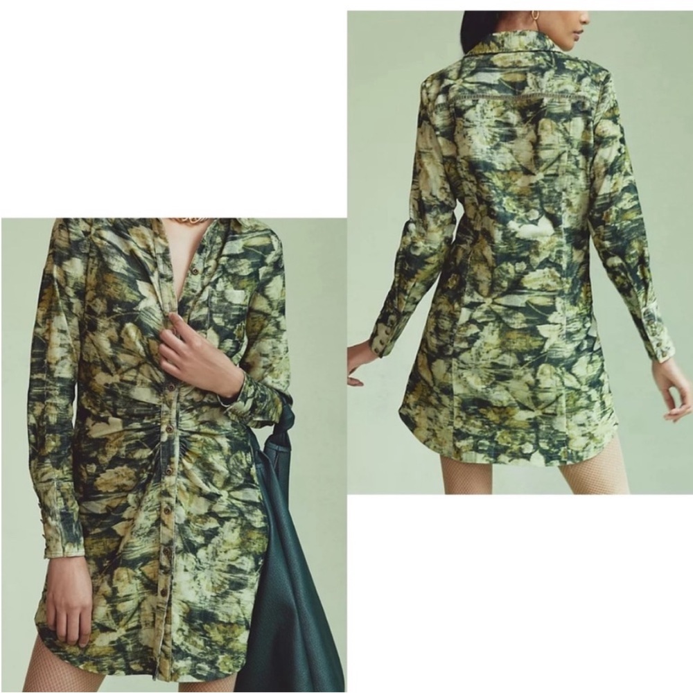 Pilcro Ruched Corduroy Shirt‎ Dress